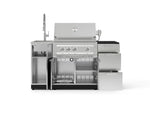 NewAge Outdoor Kitchens Outdoor Grill Island Stainless-Steel 5-Piece Cabinet Set with Sink, 3 Drawer, Grill Cabinet, Platinum Grill and Stainless Steel Countertop - (Natural Gas) 