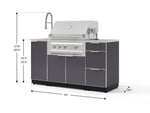NewAge Outdoor Kitchens Outdoor Grill Island Aluminum 5-Piece Cabinet Set with Sink, 3 Drawer, Grill Cabinet, Platinum Grill and Stainless Steel Countertop 