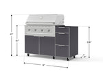NewAge Outdoor Kitchens Outdoor Grill Island Aluminum 3-Piece Cabinet Set with Casters and 3-Drawer, Grill Cabinet and Performance Grill - (Liquid Propane) 