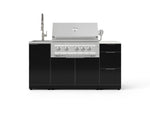 NewAge Outdoor Kitchens Outdoor Grill Island Aluminum 5-Piece Cabinet Set with Sink, 3 Drawer, Grill Cabinet, Platinum Grill and Stainless Steel Countertop - (Natural Gas) 