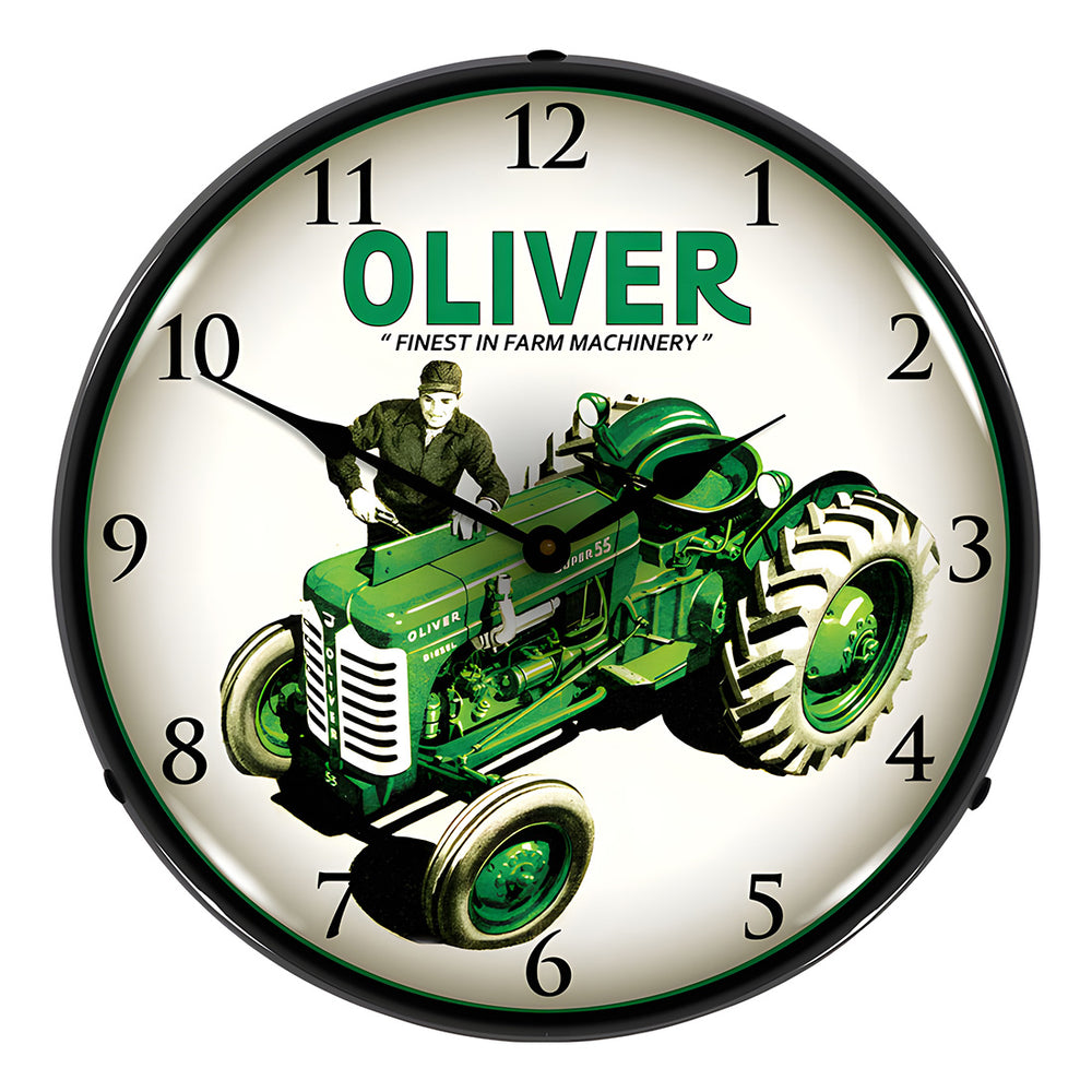Collectable Sign and Clock Oliver Super 55 Farm Tractor Backlit Wall Clock-1802843-Garage Giant