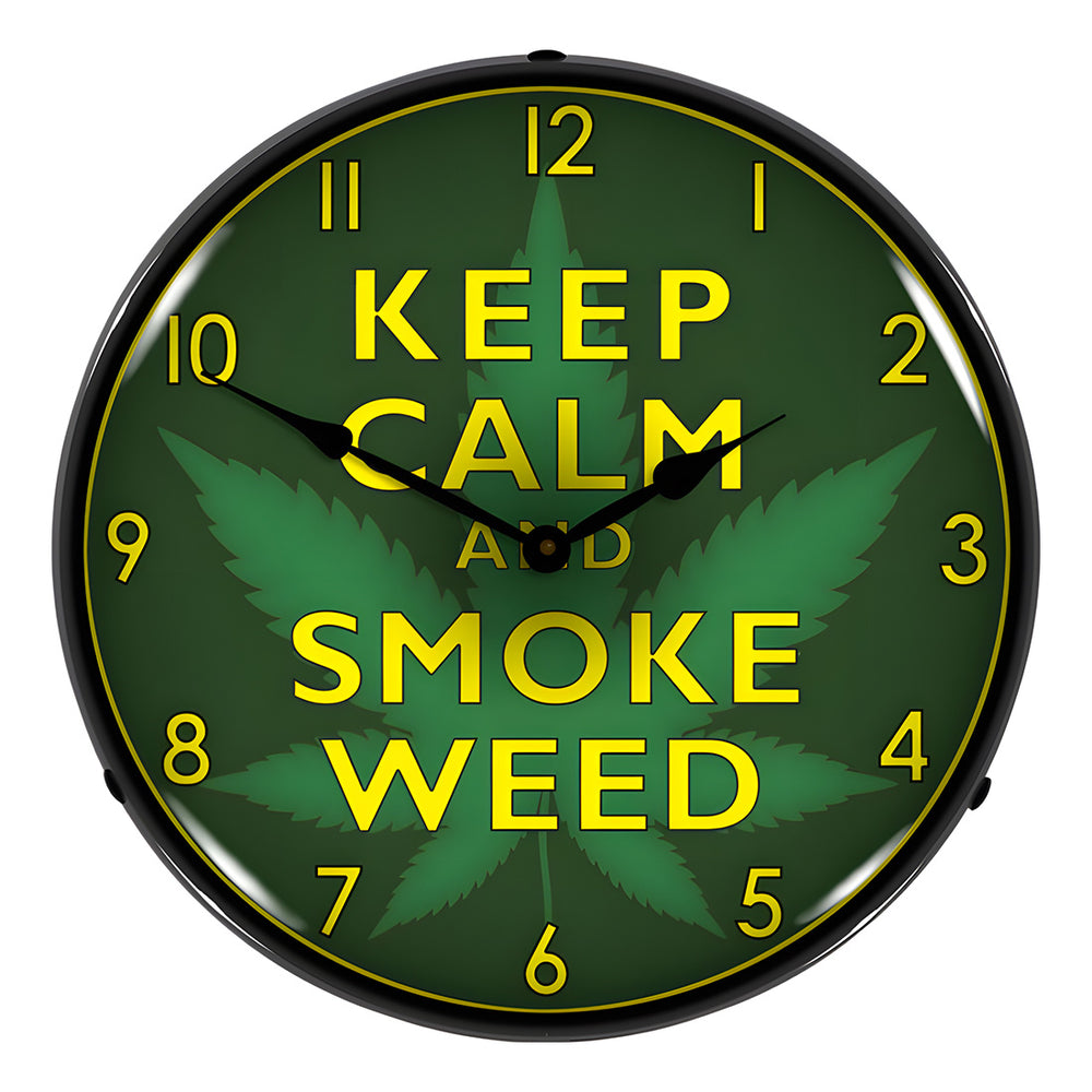 Collectable Sign and Clock Keep Calm and Smoke Weed Backlit Wall Clock