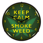 Collectable Sign and Clock Keep Calm and Smoke Weed Backlit Wall Clock-1806852-Garage Giant 