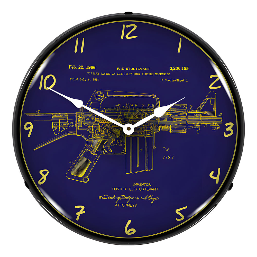 Collectable Sign and Clock AR-15 Patent Blueprint Backlit Wall Clock-1807869-Garage Giant