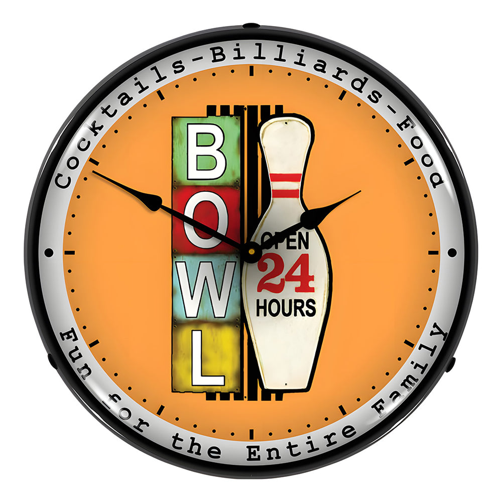 Collectable Sign and Clock Bowling 24 Hours Backlit Wall Clock