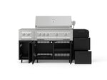 NewAge Outdoor Kitchens Outdoor Grill Island Stainless-Steel 6-Piece Cabinet Set with Casters and 3-Drawer, Grill Cabinet, Platinum Grill, Dual Side Burner and Dekton in Sirius Countertop - (Liquid Propane) 