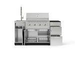 NewAge Outdoor Kitchens Outdoor Grill Island Stainless-Steel 5-Piece Cabinet Set with Sink, 3 Drawer, Grill Cabinet, Performance Grill and Stainless Steel Countertop - (Liquid Propane) 