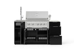 NewAge Outdoor Kitchens Outdoor Grill Island Aluminum 5-Piece Cabinet Set with Sink, 3 Drawer, Grill Cabinet, Platinum Grill and Stainless Steel Countertop - (Liquid Propane) 