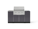 NewAge Outdoor Kitchens Outdoor Grill Island Aluminum 5-Piece Cabinet Set with Sink, 1 Door, Grill Cabinet, Performance Grill and Stainless Steel Countertop - (Liquid Propane) 