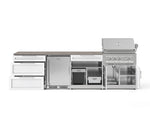NewAge Outdoor Kitchens Stainless Steel 7-Piece Cabinet Set with 3-Drawer, Bar, Grill Cabinet, Platinum Grill, Countertop, and Stainless Steel Door Fridge-73695-Garage Giant 