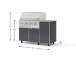 NewAge Outdoor Kitchens Outdoor Grill Island Aluminum 4-Piece Cabinet Set with Casters and 1 Door, Grill Cabinet, Performance Grill, Countertop 