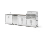 NewAge Outdoor Kitchens Stainless Steel 6-Piece Cabinet Set with Sink, Bar, Grill Cabinet, Performance Grill, Countertop and Stainless Steel Door Fridge-73830-Garage Giant 