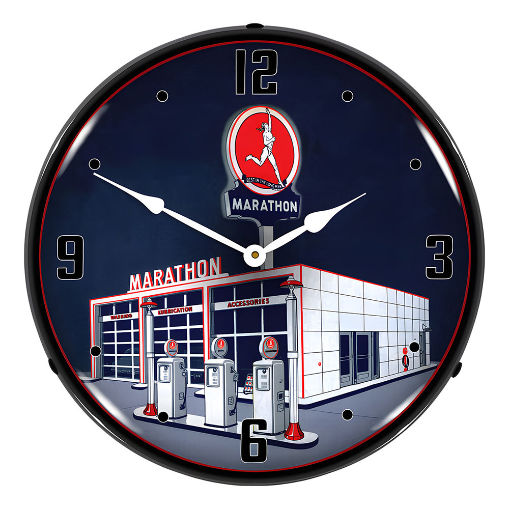 Collectable Sign and Clock Marathon Gas Backlit Wall Clock-1902875-Garage Giant