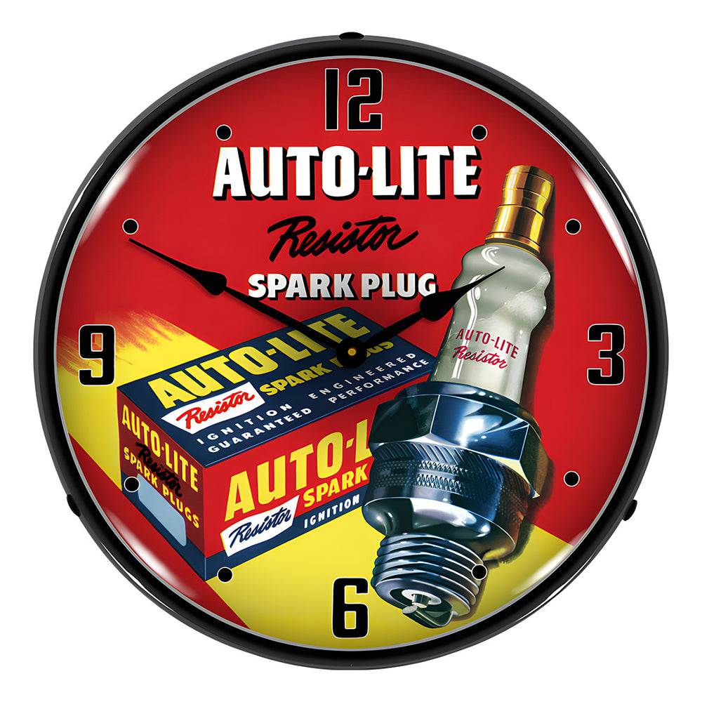 Collectable Sign and Clock Autolite Resistor Spark Plugs Backlit Wall Clock-1902878-Garage Giant