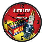 Collectable Sign and Clock Autolite Resistor Spark Plugs Backlit Wall Clock-1902878-Garage Giant 