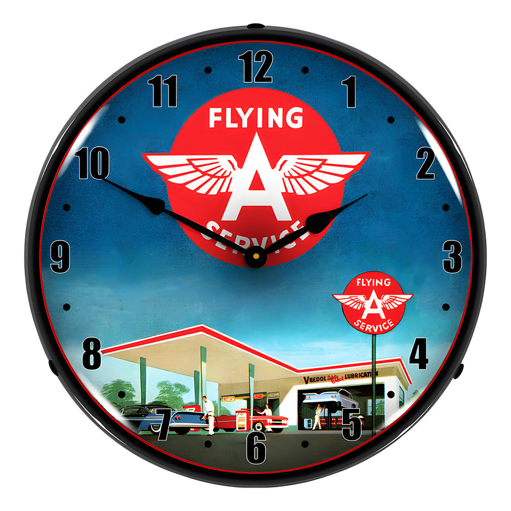 Collectable Sign and Clock Flying A Service Backlit Wall Clock-1902885-Garage Giant