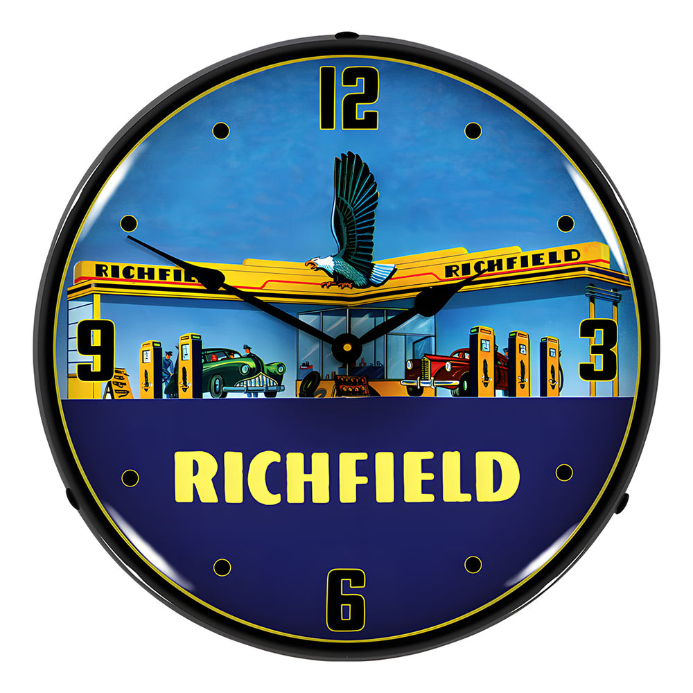 Collectable Sign and Clock Richfield Gas Station Backlit Wall Clock-1902887-Garage Giant
