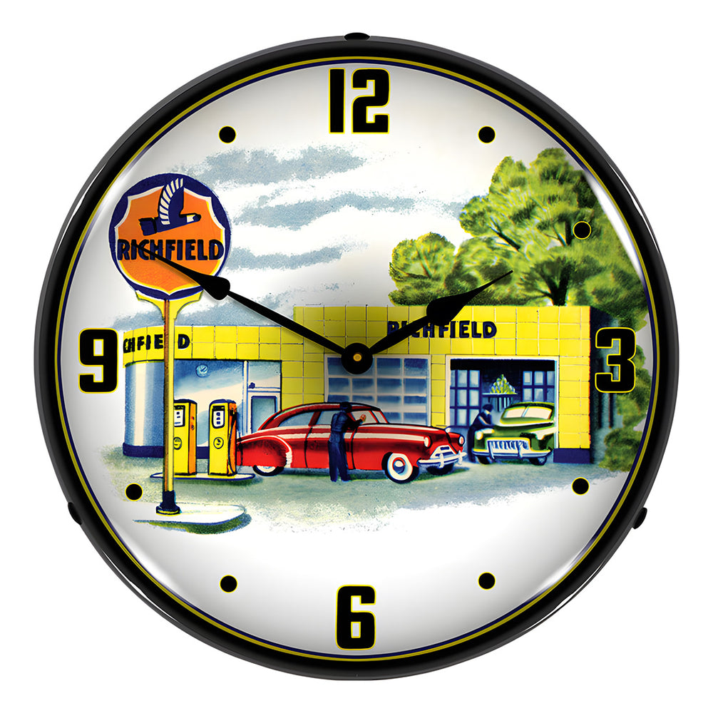 Collectable Sign and Clock Richfield Gas Station Backlit Wall Clock-1902888-Garage Giant