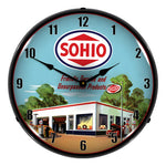 Collectable Sign and Clock Sohio Gas Station Backlit Wall Clock-1906693-Garage Giant 