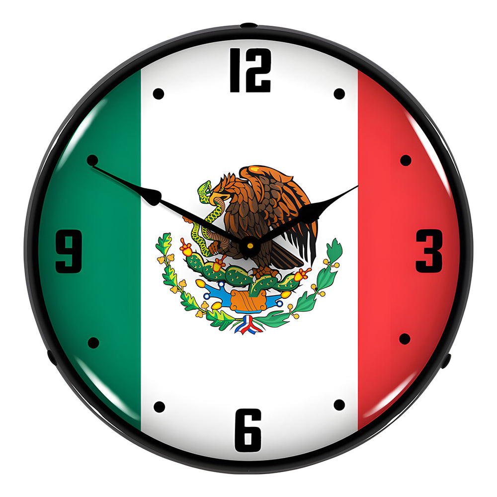 Collectable Sign and Clock Mexican Flag Backlit Wall Clock