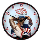 Collectable Sign and Clock Defend American Freedom Backlit Wall Clock-1907707-Garage Giant 