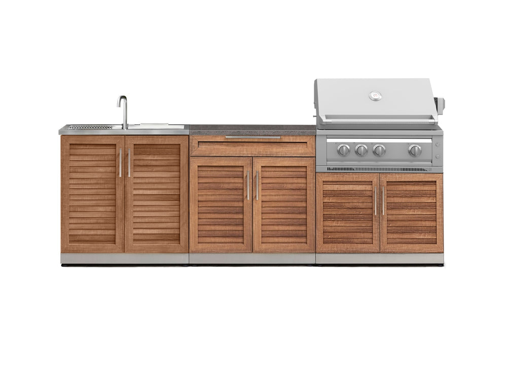 NewAge Outdoor Kitchens Stainless-Steel 5-Piece Cabinet Set with Bar, Sink, Grill Cabinet, Platinum Grill, and Countertop-71297-Garage Giant