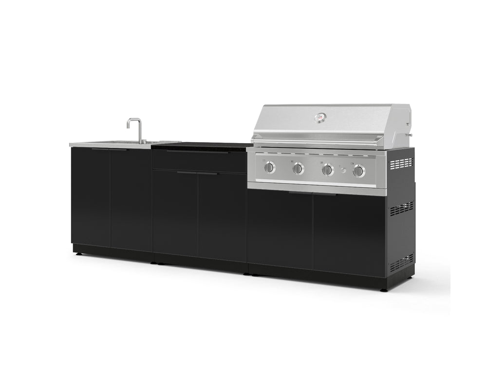 NewAge Outdoor Kitchens Aluminum 5-Piece Cabinet Set with Bar, Grill, Sink Cabinet, Performance Grill, and Countertop-73377-Garage Giant