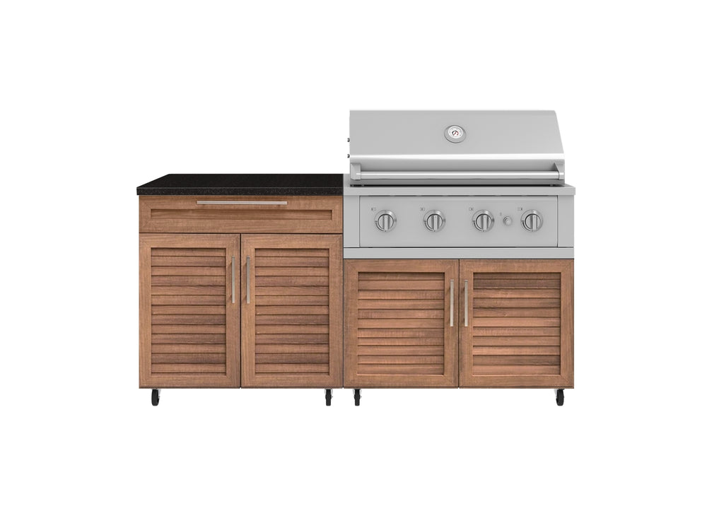 NewAge Outdoor Kitchens Stainless Steel 4-Piece Cabinet Set with Caster and Bar, Grill Cabinet, Platinum Grill, and Countertop-72259-Garage Giant