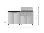 NewAge Outdoor Kitchens Stainless Steel 4-Piece Cabinet Set with Caster and 2 Door, Grill Cabinet, Performance Grill, Countertop-72453-Garage Giant 