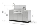 NewAge Outdoor Kitchens Outdoor Grill Island Stainless-Steel 5-Piece Cabinet Set with Sink, 3 Drawer, Grill Cabinet, Platinum Grill and Stainless Steel Countertop - (Liquid Propane) 
