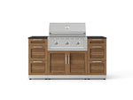 NewAge Outdoor Kitchens Outdoor Grill Island Stainless-Steel Louvered Doors 6-Piece Cabinet Set with 3 Drawers, Grill Cabinet, Performance Grill and Dekton in Sirius Countertops - (Liquid Propane) 