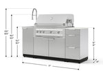 NewAge Outdoor Kitchens Outdoor Grill Island Stainless-Steel 5-Piece Cabinet Set with Sink, 3 Drawer, Grill Cabinet, Platinum Grill and Stainless Steel Countertop - (Natural Gas) 