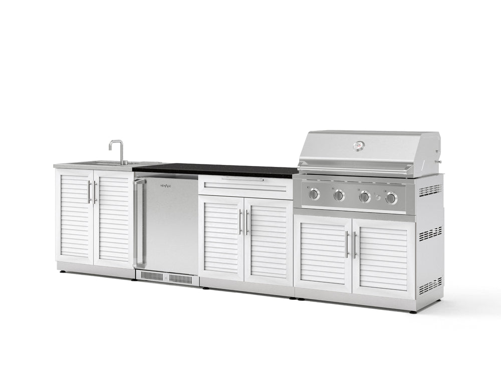 NewAge Outdoor Kitchens Stainless Steel 6-Piece Cabinet Set with Sink, Bar, Grill Cabinet, Performance Grill, Countertop and Stainless Steel Door Fridge-73759-Garage Giant