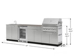NewAge Outdoor Kitchens Stainless Steel 6-Piece Cabinet Set with Sink, Bar, Grill Cabinet, Platinum Grill, Countertop and Fridge-72087-Garage Giant 
