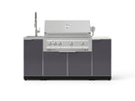 NewAge Outdoor Kitchens Outdoor Grill Island Aluminum 5-Piece Cabinet Set with Sink, 1 Door, Grill Cabinet, Platinum Grill and Stainless Steel Countertop - (Liquid Propane) 