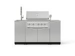 NewAge Outdoor Kitchens Outdoor Grill Island Stainless-Steel 5-Piece Cabinet Set with Sink, 1 Door, Grill Cabinet, Platinum Grill and Stainless Steel Countertop-75313-Garage Giant 