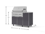 NewAge Outdoor Kitchens Outdoor Grill Island Aluminum 4-Piece Cabinet Set with Casters and 1 Door, Grill Cabinet, Platinum Grill, Countertop 