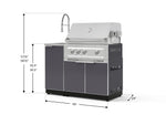 NewAge Outdoor Kitchens Outdoor Grill Island Aluminum 3-Piece Cabinet Set with Sink, Grill Cabinet and Platinum Grill-75339-Garage Giant 