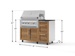 NewAge Outdoor Kitchens Outdoor Grill Island Stainless-Steel Louvered Doors 4-Piece Cabinet Set with Casters and 3-Drawer, Grill Cabinet, Platinum Grill and Dekton in Sirius Countertop - (Liquid Propane) 