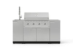 NewAge Outdoor Kitchens Outdoor Grill Island Stainless-Steel 5-Piece Cabinet Set with Sink, 1 Door, Grill Cabinet, Performance Grill and Stainless Steel Countertop-75308-Garage Giant 