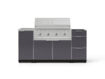 NewAge Outdoor Kitchens Outdoor Grill Island Aluminum 5-Piece Cabinet Set with Sink, 3 Drawer, Grill Cabinet, Performance Grill and Stainless Steel Countertop - (Natural Gas) 