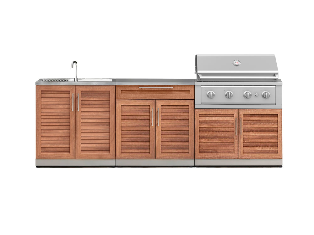 NewAge Outdoor Kitchens Stainless Steel 5-Piece Cabinet Set with Sink, 2-Door with Drawer, Grill Cabinet, Performance Grill and Countertop-71136-Garage Giant