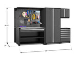 NewAge Garage Cabinets Pro Series 5-Piece Cabinet Set with Tool, Wall Cabinet, Locker, 62 in. Workstation, and Pegboard Accessories Kit-32645-Garage Giant 