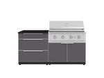 NewAge Outdoor Kitchens Aluminum 4-Piece Cabinet Set with 3 Drawer, Grill Cabinet, Performance Grill, and Countertop-71612-Garage Giant 