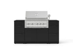 NewAge Outdoor Kitchens Outdoor Grill Island Stainless-Steel 6-Piece Cabinet Set with 3 Drawers, Grill Cabinet, Platinum Grill and Dekton in Sirius Countertops - (Natural Gas) 