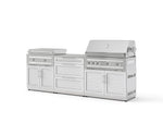 NewAge Outdoor Kitchens Stainless Steel Louvered Doors 6-Piece Cabinet Set with 3 Drawer, Grill Cabinet, Platinum Griddle, Grill and Countertop-75187-Garage Giant 