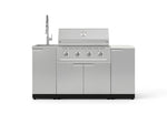 NewAge Outdoor Kitchens Outdoor Grill Island Stainless-Steel 5-Piece Cabinet Set with Sink, 1 Door, Grill Cabinet, Performance Grill and Stainless Steel Countertop - (Natural Gas) 