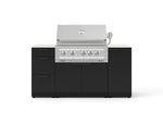 NewAge Outdoor Kitchens Outdoor Grill Island Stainless-Steel 6-Piece Cabinet Set with 1 Door, 3 Drawer, Grill Cabinet, Platinum Grill and Dekton in Aeris Countertops - (Natural Gas) 