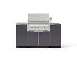 NewAge Outdoor Kitchens Outdoor Grill Island Aluminum 5-Piece Cabinet Set with Sink, 1 Door, Grill Cabinet, Platinum Grill and Stainless Steel Countertop - (Liquid Propane) 