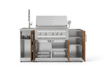 NewAge Outdoor Kitchens Outdoor Grill Island Stainless-Steel 5-Piece Cabinet Set with Sink, 1 Door, Grill Cabinet, Platinum Grill and Stainless Steel Countertop - (Liquid Propane) 